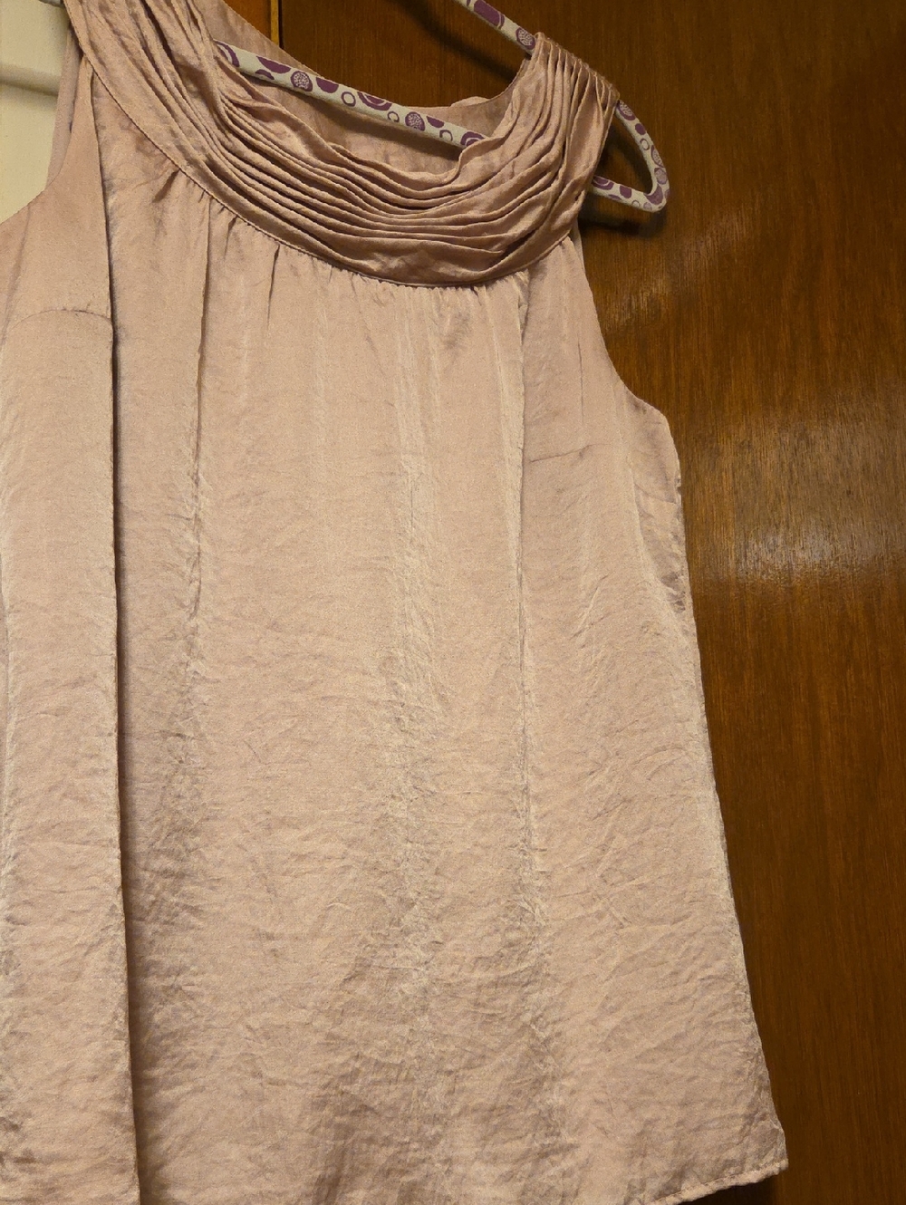 WORN ONCE LOFT Blush Pink Sleeveless Pleated Neck Blouse